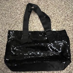 OPI Black Sequin Tote Bag